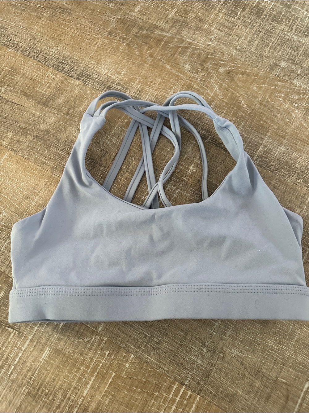 Strappy Light Blue Sports Bra with Crisscross Back